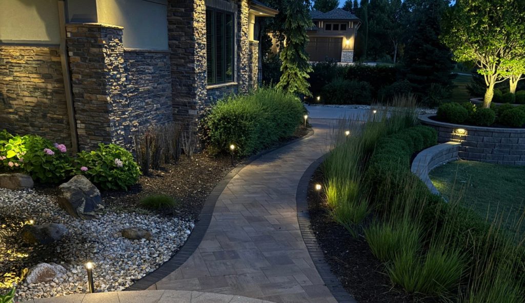 Outdoor lighting for homes illuminating walkways and entryways