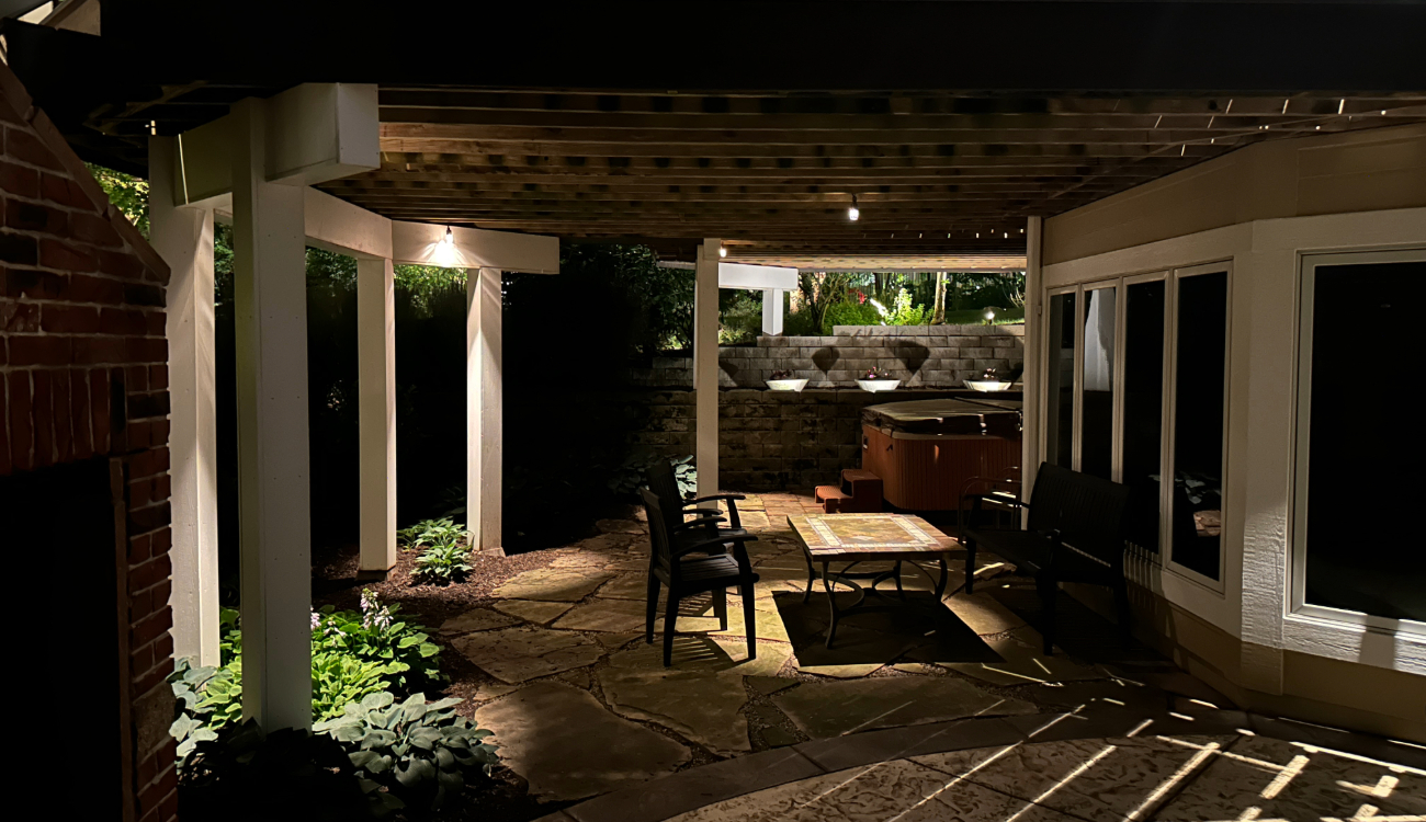 professional outdoor lighting installation omaha backyard landscape LED fixtures